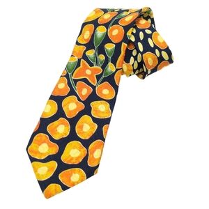 Egon Von Furstenberg Made in Italy Silk Tie Citrus Oranges Flowers Abstract